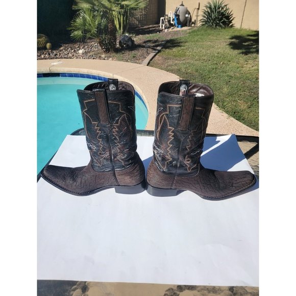 MONTANA GENUINE BULL NECK COWBOY WESTERN BOOT DARK BROWN MADE IN MEXICO Sz 101/2 - Picture 8 of 16